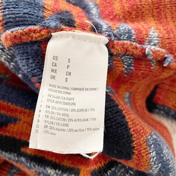 Men’s AE Aztec Southwestern Knit Hoodie | Boho Seriously Soft Pullover Sweater S - Picture 11 of 11